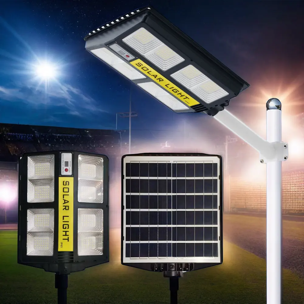Lampu Jalan tenaga surya terintegrasi luar ruangan desain Novel Modern 100W-3000W IP65 nilai sumber cahaya LED semua dalam satu lampu jalan tenaga surya