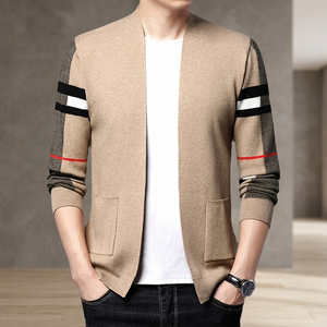 Comfortable Solid Autumn Knitted Breathable Polyester/Nylon Single Button Closure <b>Cardigan</b> for <b>Men</b> Relaxing Home Going Weekend - Product Image 3