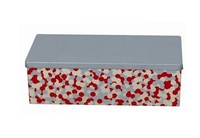 Boîte d'emballage métallique rectangulaire en fer, forme allongée, avec couvercle à enfiler, impression personnalisée, pour stockage, vente en gros