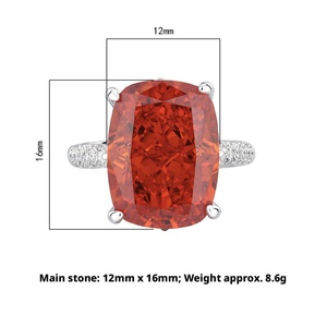 High Quality Simple Jewelry Eco-friendly Copper Dazzling Brilliance Geometric <b>Square</b> 12*16MM High Carbon Zircon <b>Adjustable</b> Ring - Product Image 2