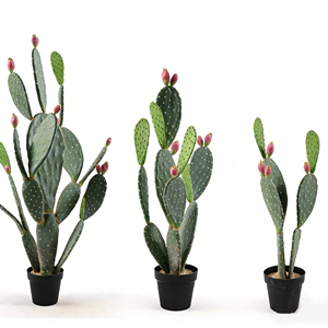 Plante artificielle <span class=keywords><strong>en</strong></span> <span class=keywords><strong>pot</strong></span> réaliste de type cactus, style figue de Barbarie avec des boutons roses, idéale pour la verdure de la maison, du bureau, des accents intérieurs - Product Image 4