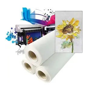 Rolo de tela para jato de tinta artística de poliéster branco preparado, impressão UV ecológica digital para tela jato de tinta de grande formato