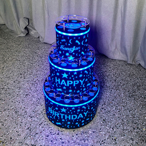 Tùy chỉnh 3 Tầng rượu vang giá dẫn bánh chai trình bày Bar Đảng VIP Hạnh Phúc sinh nhật chai dịch vụ trình bày với Shot khay thủy tinh - Product Image 4