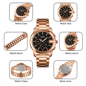 SKMEI-reloj de cuarzo multifuncional para hombre, pulsera de mano masculina de acero sólido, resistente al agua, OEM accept <span class=keywords><strong>1962</strong></span> - Product Image 5