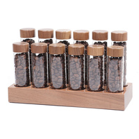 Tubes en verre pour le stockage des grains de café avec bouchons à vis en bois et support à 6 ou 12 trous, ensemble de contenants à café en dose unique