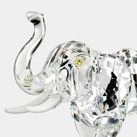Trophée éléphant portable de grande taille en verre et cristal brillant, style pyramide, avec gravure en relief pour souvenir et utilisation sur bureau