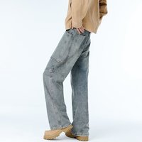 Jean en denim pour homme à chevrons, coupe slim, texture chevron, vente en gros