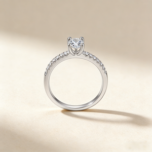 Anillo de Compromiso Clásico Redondo con Solitario, Plata de Ley 925, Anillo con Pavé de Circonitas, Anillo de Promesa Delicado para Mujer - Product Image 5
