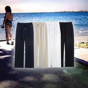 <span class=keywords><strong>Pantaloni</strong></span> da donna 2026 estivi, nuovi, chic, alla moda, in <span class=keywords><strong>lino</strong></span> 100%, con <span class=keywords><strong>elastico</strong></span> in vita, a gamba dritta, traspiranti, a vita alta, stile vintage - Product Image 3