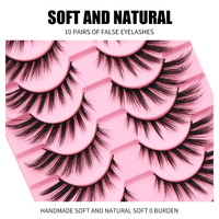 DINGSEN 10 paires de cils naturels, kit de faux cils pleine bande effet œil de chat, faux cils en vison, boîtes de faux cils