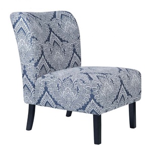 Geleneksel kavisli arka terlik sandalyesi baskı kumaş <span class=keywords><strong>Accent</strong></span> sandalye temiz çizgiler ve konik ahşap bacaklar - Product Image 4