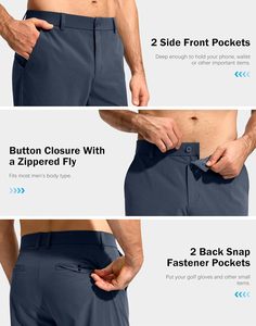 <span class=keywords><strong>Pantalon</strong></span> de golf décontracté extensible pour homme, léger, pour le travail et les voyages, avec braguette zippée et 4 poches, tailles <span class=keywords><strong>30</strong></span>/32/<span class=keywords><strong>34</strong></span> - Product Image 5