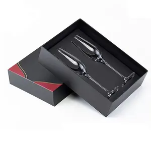 Boîte d'emballage cadeau en carton avec éponge en mousse Logo personnalisé imprimé de luxe rigide verre à vin rouge tasses