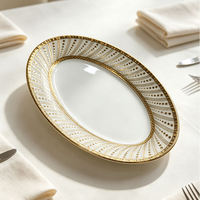 Assiette en céramique motif marguerite, bord doré électrolytique, motif à pois radiaux en relief, luxe pour mariage, steak, dessert