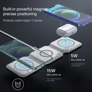 Best Selling Products 3 In 1 Foldable Wireless Charger For Mobile Phone Iwatch And Airpods Magnetic Wireless Charger