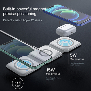 <span class=keywords><strong>Cargador</strong></span> Inalámbrico Plegable para Teléfono Móvil, iWatch y Airpods, <span class=keywords><strong>Cargador</strong></span> Magnético Inalámbrico <span class=keywords><strong>3</strong></span> <span class=keywords><strong>en</strong></span> <span class=keywords><strong>1</strong></span>, Blanco, OEM, Producto Más Vendido - Product Image 4