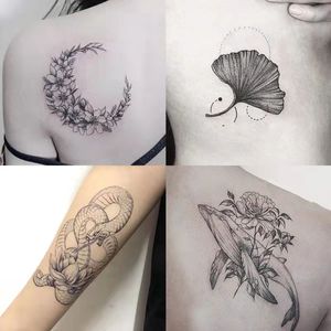 Tatouages temporaires Autocollants Papillons de fleurs et Art corporel de style mixte multicolore Tatouages temporaires pour femmes - Product Image 4