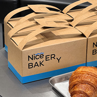Boîte en papier kraft personnalisée, boîte d'emballage portable pour croissants, boîte à emporter pour pâtisseries, conteneur jetable pour desserts de boulangerie