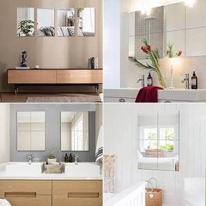 Specchio da Trucco Rettangolare in Acrilico Moderno a 4 Pezzi, Adesivi Murali Senza Cornice per <span class=keywords><strong>Cucina</strong></span>, <span class=keywords><strong>Soggiorno</strong></span>, Bagno, Decorazione Casa - Product Image 4