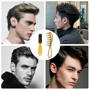 Ensemble de peignes de coiffure Playboy pour hommes de Guangzhou, rasoir manuel en acier inoxydable doré, tondeuse à pattes de sourcil, outil de toilettage de la barbe - Product Image 1