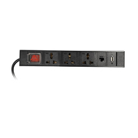 Multiprise murale en alliage d'aluminium de 1,5 m avec 3 prises universelles, port USB A, port réseau, interrupteur 16A pour la maison, le bureau, le dortoir