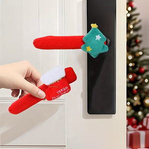 Wholesale Plush Cartoon Santa Claus Door Handle Cover With <b>Christmas</b> Bell <b>Christmas</b> Decoration Cover - Product Image 5