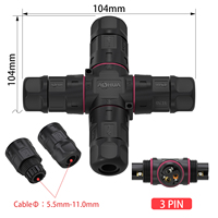 Connecteur CE/UL/SAA M20, câble d'alimentation 25A, type X, croisé, 3 voies, étanche IP68, connecteur de câble d'alimentation 3 broches pour éclairage de jardin