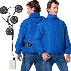 Colorful Sun Protection Skin Cooling <strong>Clothing</strong> With Fan Long Canvas Stand Collar Waterproof Windproof Quick Dry - Product Image 6