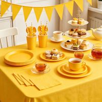 Ensemble d'assiettes en papier jetables de couleur unie, nappe de fête, fournitures de décoration de table pour fête d'anniversaire