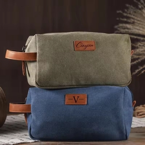 Neceser de Viaje Personalizado - Bolsa de Aseo <span class=keywords><strong>para</strong></span> Hombre - Bolsa de Afeitar de Lona con Nombre Personalizado - Estuche de Maquillaje de Gran Capacidad - Product Image 4