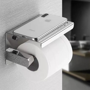<span class=keywords><strong>Porte</strong></span>-mouchoirs en <span class=keywords><strong>papier</strong></span> hygiénique <span class=keywords><strong>mural</strong></span> moderne en acier inoxydable avec étagère pour téléphone pour la maison et l'hôtel - Product Image 1