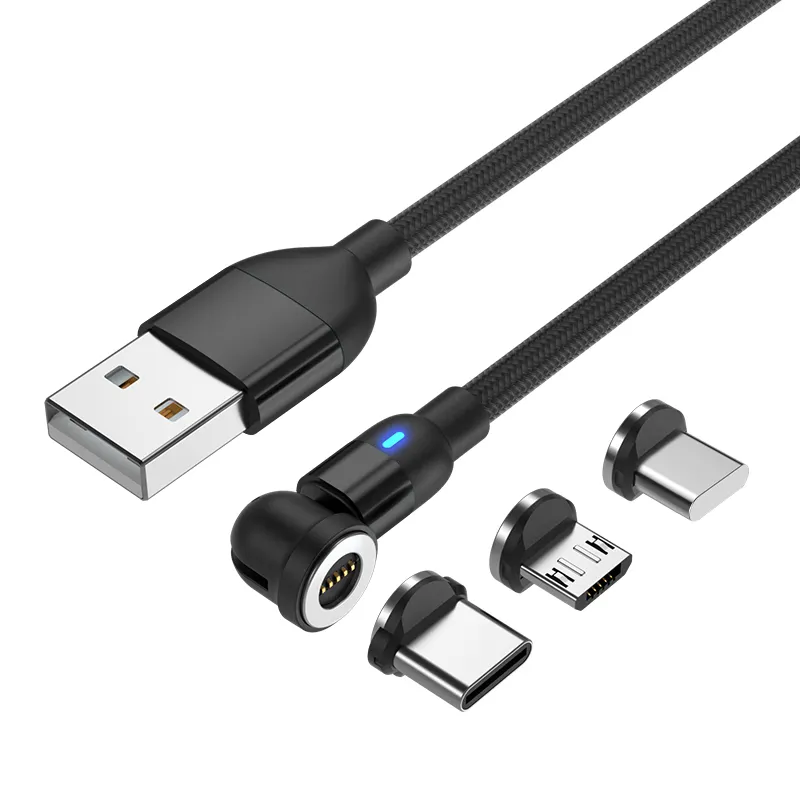 Greenport- Magnetic Data Cable 3 in 1 Fast Charging USB cable Led Light Mobile Charger Magnetic Phone Accessories Wholesale