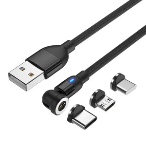Greenport-마그네틱 데이터 케이블 3 in 1 빠른 충전 USB 케이블 Led 라이트 모바일 충전기 마그네틱 전화 액세서리 도매