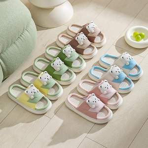 Vente en gros de pantoufles ourson mignonnes Pantoufles en lin antidérapantes avec motifs animaux pour femmes Pantoufles Pantoffe Pantoufles Zapatillas - Product Image 6