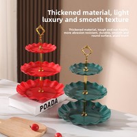 Nouvel ensemble de décoration de table à dessert 2025 – Plateau à trois niveaux en plastique pour fruits et bonbons, style luxe, plateau de fête