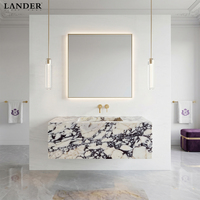 Lander Stone Calaccata Viola Marbre Évier Toilette Marbre Salle De Bains Évier Hôtel Chambre Marbre Lavabo Lavabo