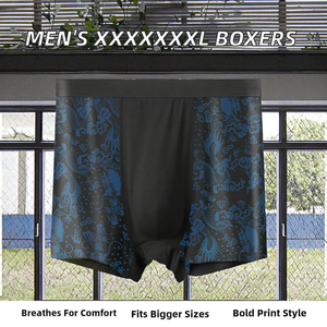 Caleçon Boxer Homme Grande Taille XXXXL Imprimé Taille Mi-Haute en Polyester/Coton Respirant Tricoté Grande Taille Lavable en Machine Frais et Confortable - Product Image 2
