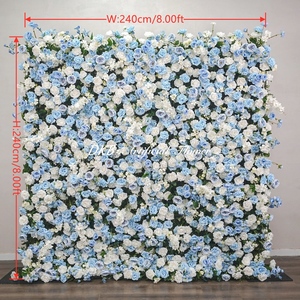 Flores Artificiales DKB al por Mayor, Panel de Flores Artificiales de 8 pies x 8 pies, Pared de Flores de Seda para Decoración de Bodas y Fiestas - Product Image 2