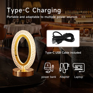 Restaurante recargable Color cristal mesa escritorio lámpara iluminación Usb Hotel lujo decoración moderna - Product Image 5