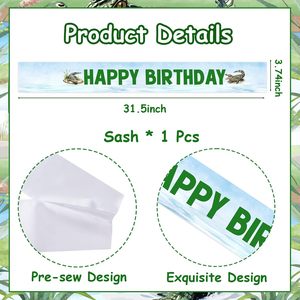 Écharpe d'<span class=keywords><strong>anniversaire</strong></span> Alligator pour garçons, décorations de fête <span class=keywords><strong>Crocodile</strong></span>, écharpe Joyeux <span class=keywords><strong>Anniversaire</strong></span> pour animaux de la jungle, reptiles, crocodiles, alligatrices - Product Image 3