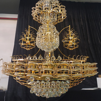 Lustre en cristal et fer forgé sur mesure, style luxueux, pour hall d'hôtel, restaurant, salle de banquet