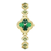 Montre à quartz pour femme trèfle à quatre feuilles, bijoux en calcédoine, lumineuse, étanche 30M, boîtier métallique, mouvement japonais MIYOTA - Grande Vente