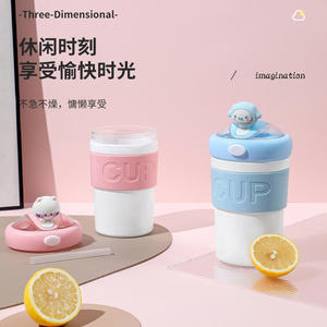 Nuevo Vaso <span class=keywords><strong>de</strong></span> Agua <span class=keywords><strong>de</strong></span> Vidrio <span class=keywords><strong>Bobo</strong></span>, Vaso <span class=keywords><strong>de</strong></span> Doble Capa con Pajita para Café, Diseño Animado, Bonito, con Asas, Vaso para Regalo, Venta al por Mayor - Product Image 4