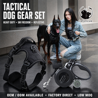 Ensemble Harnais et Laisse pour Grand Chien Robuste Anti-Traction Laisse Rétractable 5m Gilet Tactique Réfléchissant Vente en Gros