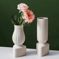 Vaso de cerâmica europeu, vaso de queima liso criativo, textura fosca, inserção de flores, branco simples, flor seca, atacado