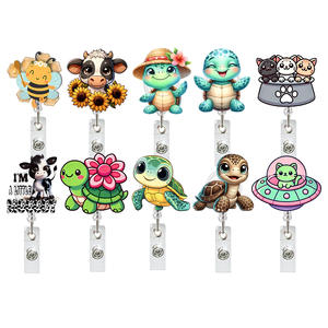 Cadeau de bobine d'insigne rotatif rétractable de chat d'<span class=keywords><strong>abeille</strong></span> de tortue de mer acrylique pour des médecins et des infirmières avec l'accessoire de boucle extractible - Product Image 1