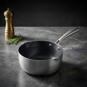 Casserole à lait FLEY de haute qualité en acier inoxydable 304 de 20 cm, antiadhésive, nid d'abeille, Yukihira, pour cuisinières à gaz et à induction - Product Image 1