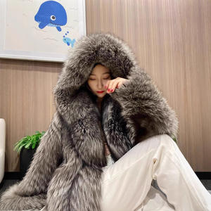 Automne hiver chaud femmes manteau de <span class=keywords><strong>fourrure</strong></span> décontracté Faux renard cheveux mode Long pardessus nouveau à capuche femmes manteau d'hiver - Product Image 3