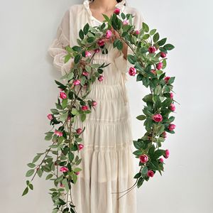 Guirlandes de roses artificielles 180 cm, fleurs en soie pour arche de mariage, décorations de plafond, style romantique, décoration murale pour la maison - Product Image 1