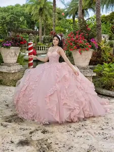 <span class=keywords><strong>Abiti</strong></span> da Quinceañera Personalizzati Blu <span class=keywords><strong>in</strong></span> <span class=keywords><strong>Tulle</strong></span> con Spalle Scoperte e Fiocco, Vestito Lungo da Ballo per Festa dei 15 o 16 Anni - Product Image 4